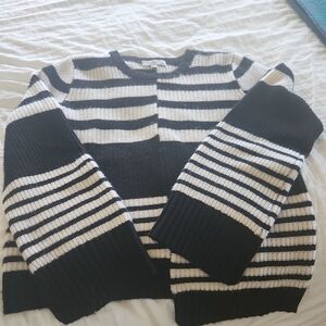 Black/cream stripe cashmere sweater by Equipment, size M